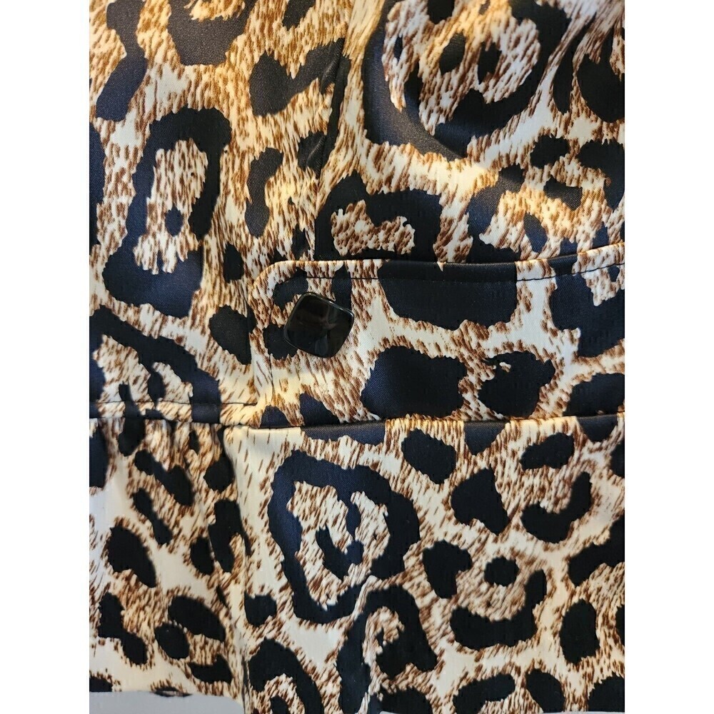 Clara Sun Woo Womens Jacket Animal Print Cropped Sz S Ruffle Sleeve Collared - Picture 7 of 14